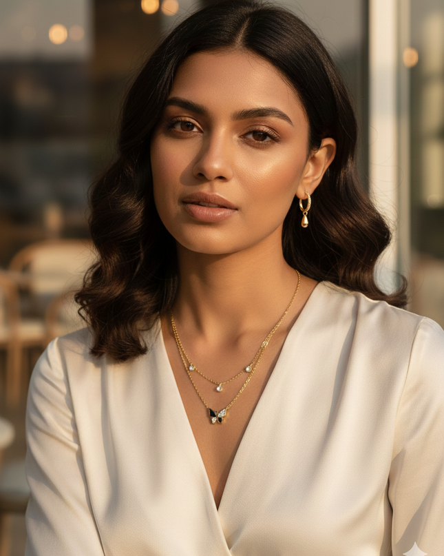 Layered Butterfly Charm Necklace