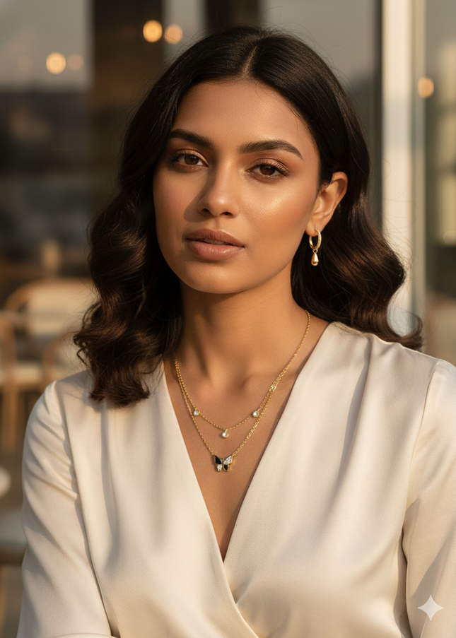 Layered Butterfly Charm Necklace