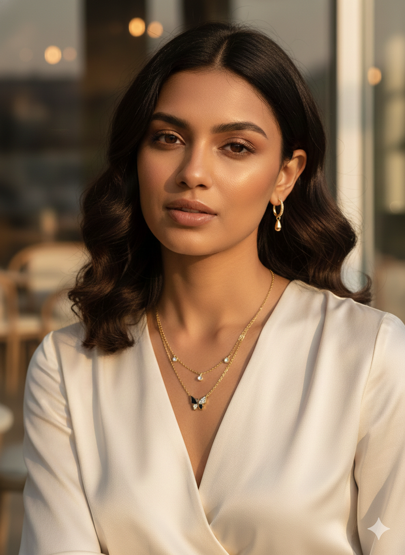 Layered Butterfly Charm Necklace