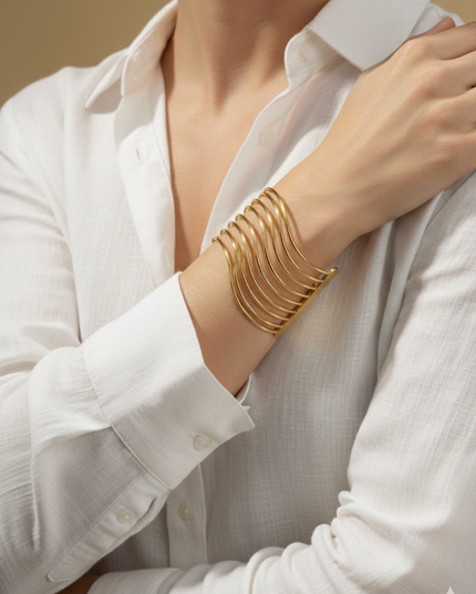Golden Waveform Cuff Bracelet