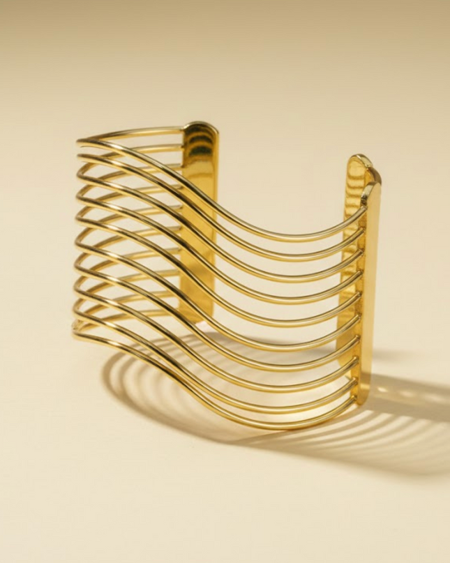 Golden Waveform Cuff Bracelet