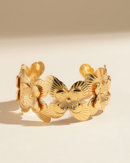 Golden Bloom Statement Cuff Bracelet