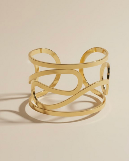 Fluid Lines Sculpted Gold Cuff