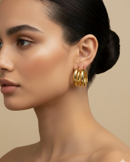 Triple Gleam Hoop Earrings
