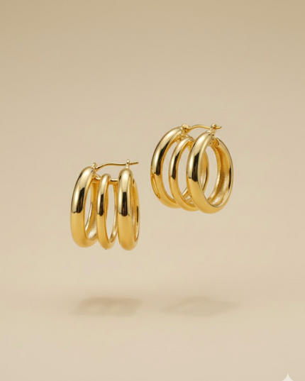 Triple Gleam Hoop Earrings