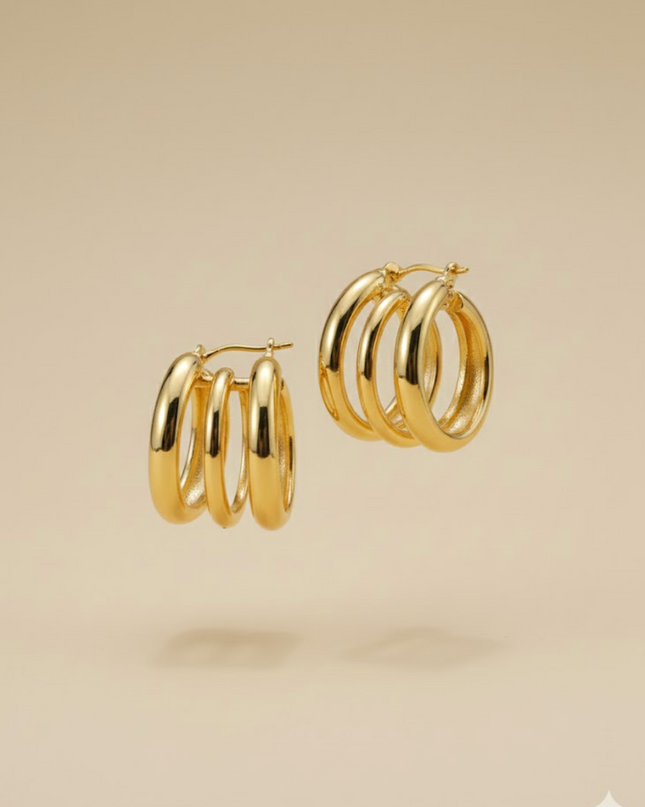 Triple Gleam Hoop Earrings