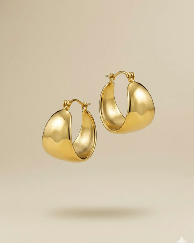 Molten Curve Gold Hoops