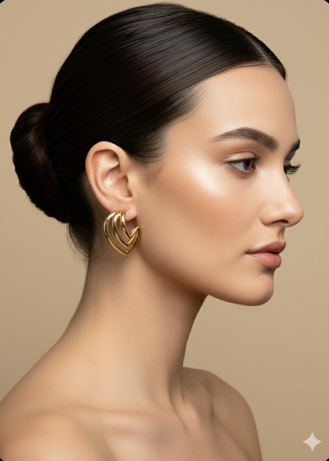 Contour Wave Gold Studs