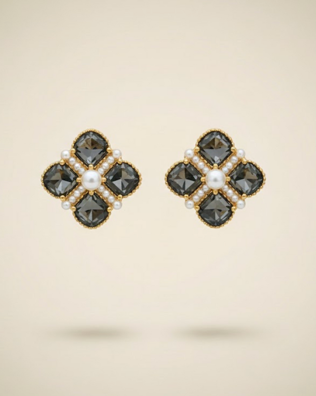 Noir Clover Studs