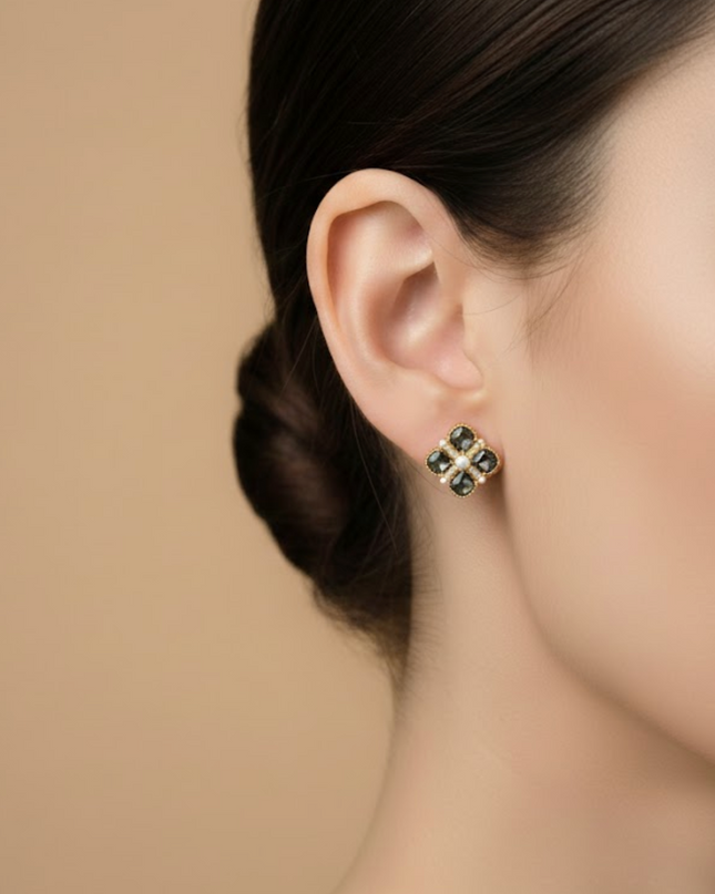 Noir Clover Studs